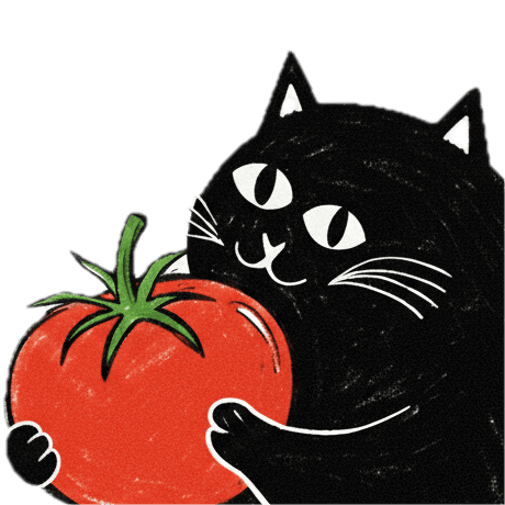 A gamified, cute Pomodoro timer for developers that makes productivity fun with collectible tomatoes, streaks, and a woodblock-style cat mascot named Tom.